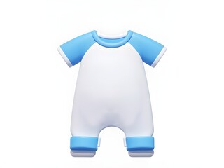 3D icon with blank white background, baby clothes Minimalist cartoon design. 3D render object
