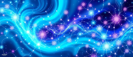 Obraz premium Cosmic Neural Networks - Art Nouveau Cybernetic Design