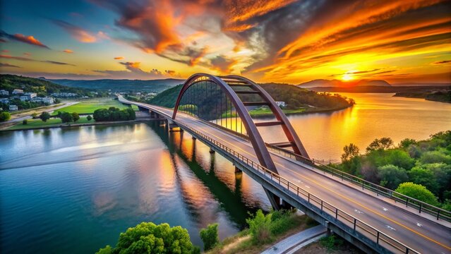 Austin 360 Bridge at Sunset, Stunning Cityscape View