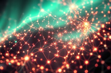 Glowing Neural Network - Bioluminescent Cybernetic Art Nouveau