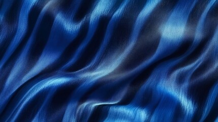 Fototapeta premium Smooth elegant blue satin fabric forming gentle waves