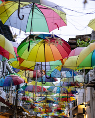 Naklejka premium Street of umbrellas