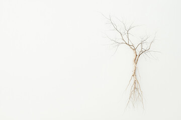 Ginseng on white background, minimalistic style