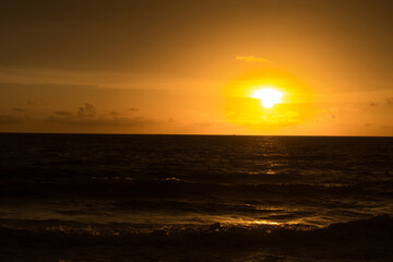Sunset over the sea in Negombo, Sri Lanka.