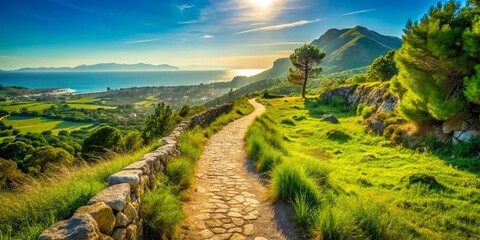 Benicassim, Spain: Coastal Path with Mountain Views, Castellon Province