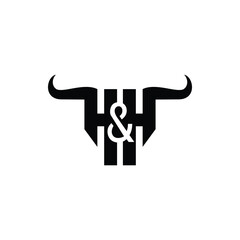 HH letter bull ranch logo design