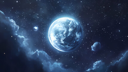 Obraz premium Show a flat-earther conducting independent research to challenge mainstream scientific views. Moonstream. Illustration