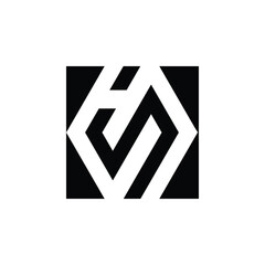 HS letter logo square negative space