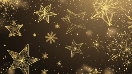 Fototapeta premium A Captivating Display of Golden Stars and Sparkles: A Stunning Graphic Design