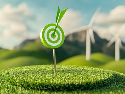 Target achievement green landscape digital concept renewable energy creative viewpoint sustainability theme