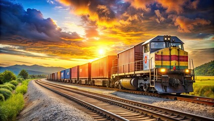 Fototapeta premium Transportation of goods and containers by rail.