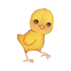 Watercolor Easter Chick Illustration – Hand-Painted Cute Yellow Chick