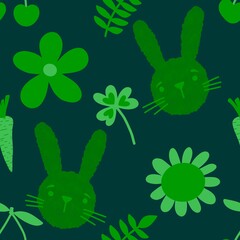 Spring animals seamless rabbit pattern for wrapping paper and fabrics and linens