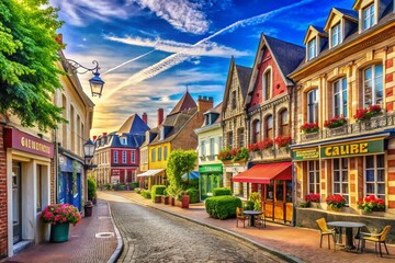 Fototapeta premium Charming French Village Scene: Bethune, Pas-de-Calais, France - Copy Space Left