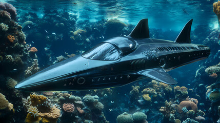 An alternative to the stream reef shark concept / a totally different approach to the stream mainstream leader background. Moonstream. Illustration