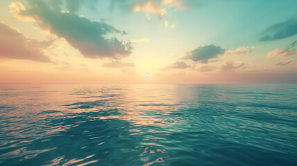 Obraz premium Tranquil Ocean Sunset Illustration with Serene Sky and Gentle Waves - Perfect for Relaxation Themes and Nature Backgrounds
