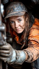 Focused Female Mechanic in Action