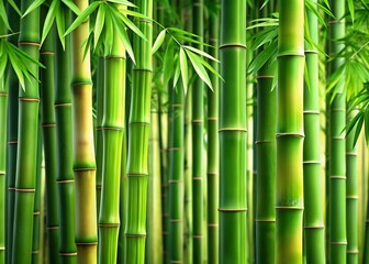 Close-up Bamboo Shoots, Isolated 3D Render, Selective Focus