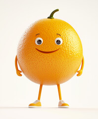 Smiling orange character with personality, happy citrus fruit illustration