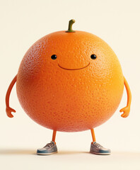 Smiling orange fruit character