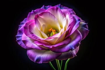 Close-up of Eustoma Flower on Black Background - Vibrant Lisianthus Bloom Photography