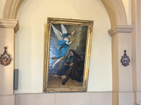 Larnaca, Cyprus, October 17, 2024: Fragment of the interior of St Joseph Catholic Church Larnaca