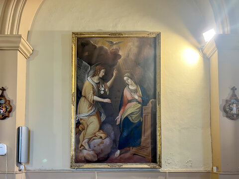 Larnaca, Cyprus, October 17, 2024: Fragment of the interior of St Joseph Catholic Church Larnaca