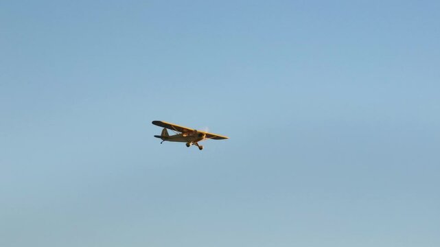 Aircraft cessna in flight over the coast