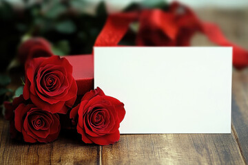 red roses and card