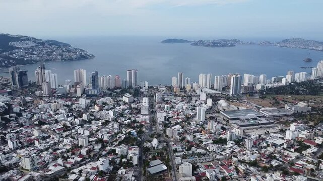 Panoramic aerial view of the coasts of Acapulco.
