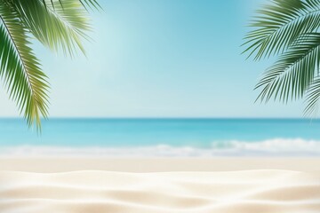 Tropical paradise beach sand and palm trees
