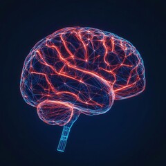 Neurobiology concept visualized with dynamic flowing light patterns, engaging and modern