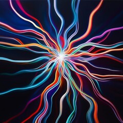 Neuron activity represented as radiant vibrant pulses of energy, creative and symbolic