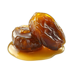 Honey Coated Dates with Caramel Isolated on Transparent Background