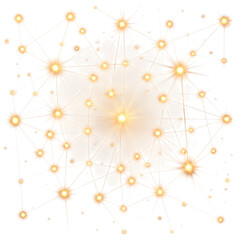 A Network of Interconnected Glowing Nodes Forming an Intricate Web, Fading Outward on Transparent Background