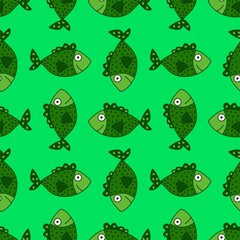 Ocean seamless fish pattern for wrapping paper and fabrics and linens