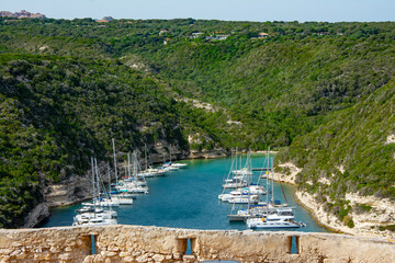 Boats and yachts in marina of Bonifacio  Corsica  France
