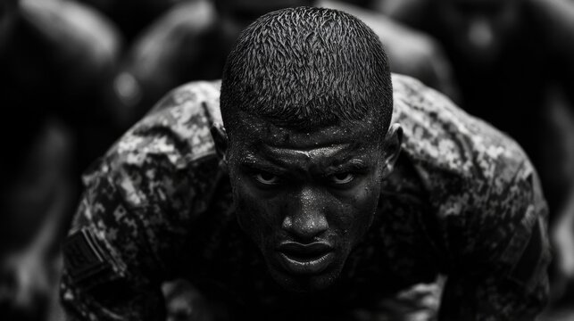 Recruits demonstrate strength and resilience during demanding training exercises at military boot camp