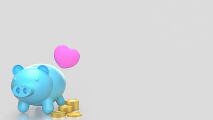The Piggy Bank and Heart for Saving or earn concept 3d Rendering.