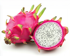 Fresh dragon fruit with white background