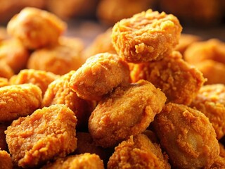 Crispy Chicken Nuggets Close-up Tilt-Shift Photo - Fast Food Snack
