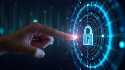 A glowing holographic lock being picked by a digital key, representing bypassing security