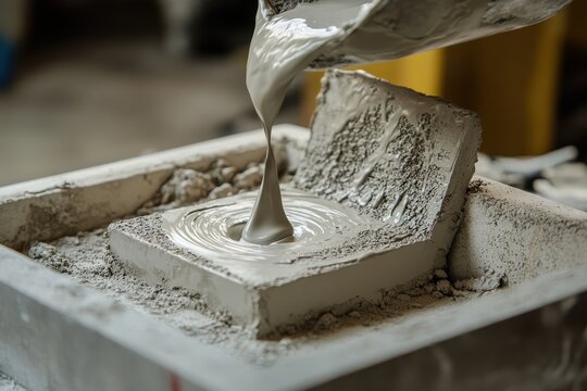 Liquid clay pouring process into plaster mold for intricate shape creation in high-quality craftsmanship