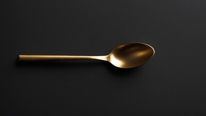 Golden spoon on black minimalist composition