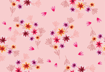 Exclusive small colored flower pattern. Vector