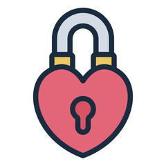 Heart-shaped padlock filled line icon symbolizing secure love and relationships
