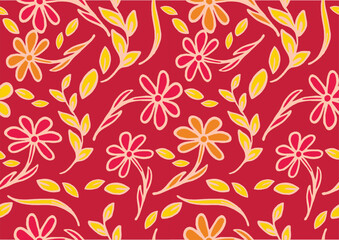 Hand drawn abstract flower vector illustration, for fabric, textile, apparel, poster, cover, banner, wall art, home decor, background.