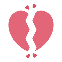 Broken heart flat icon symbolizing sadness and relationship loss