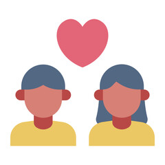 Couple dating flat icon representing romantic outings and relationships