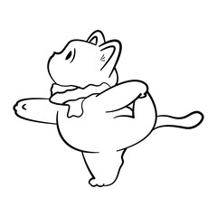 Cat doing yoga icon in line style